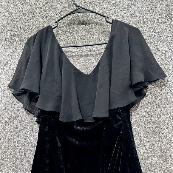 Connected Apparel Dress Womens 8 Black Velvet Knee Length - Picture 6 of 12